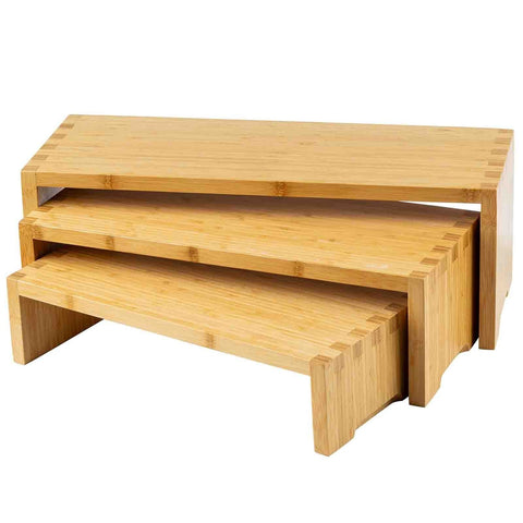 TableCraft RBAM300 Cascade Risers Bamboo Display Stand Set of 3