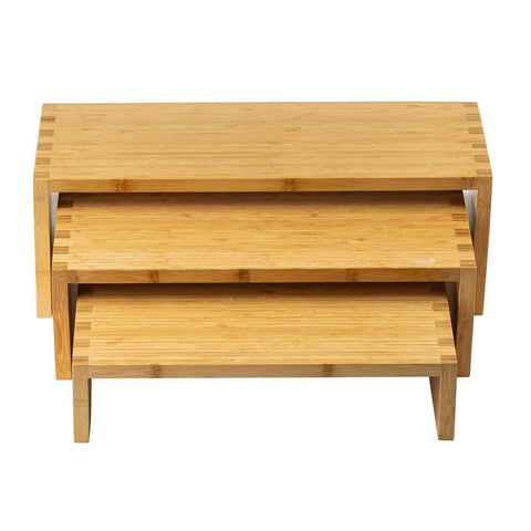 TableCraft RBAM300 Cascade Risers Bamboo Set of 3 Display Stand