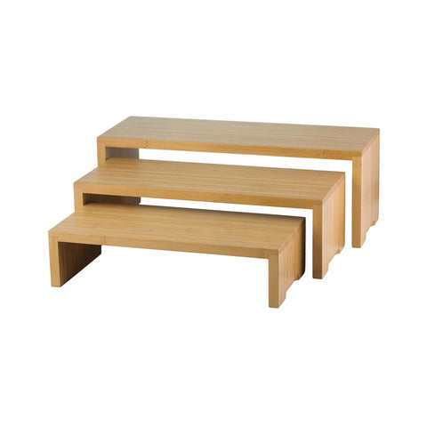 TableCraft RBAM300 Cascade Risers Bamboo Set of 3 Display Stand