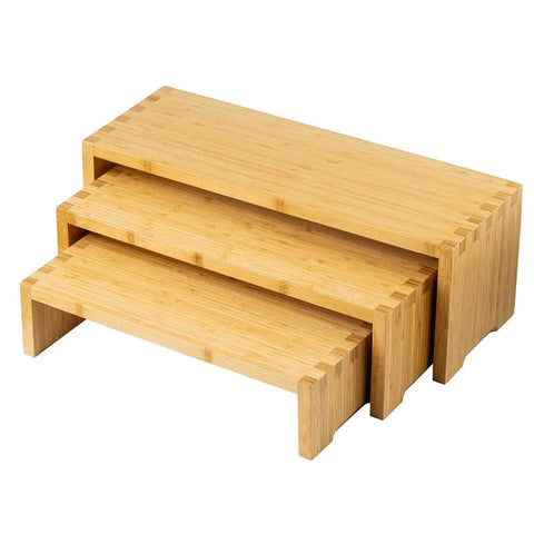 TableCraft RBAM300 Cascade Risers Bamboo Set of 3 Display Stand