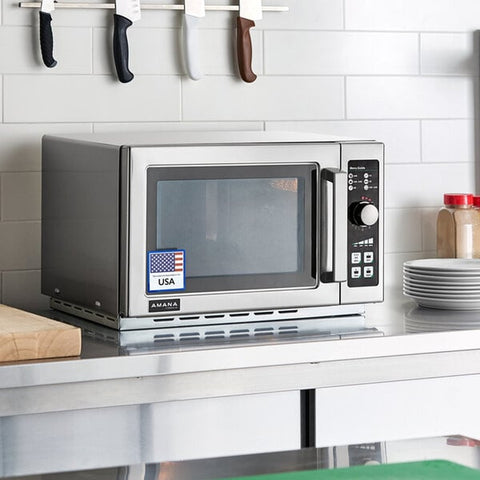 ACP - Amana RCS10DSE Commercial Microwave Oven, 1.2 cu ft, 1000W, Stainless Steel, Dial Controls, 120V