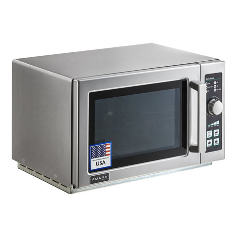 ACP - Amana RCS10DSE Commercial Microwave Oven, 1.2 cu ft, 1000W, Stainless Steel, Dial Controls, 120V
