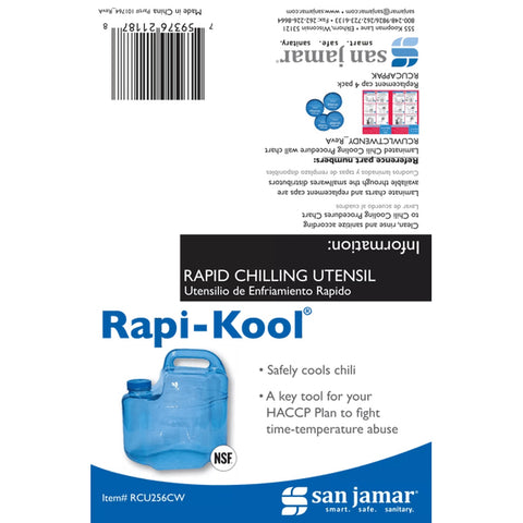 San Jamar RCU256 Rapi-Kool Chill Utensil 256 oz Blue Cooling Paddle
