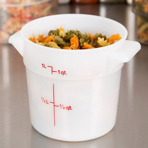Cambro RFS1148 1 Qt. Round White Polyethylene Food Storage Container
