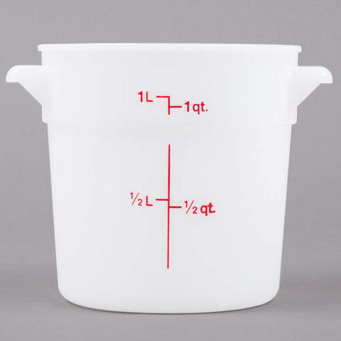 Cambro RFS1148 1 Qt. Round White Polyethylene Food Storage Container