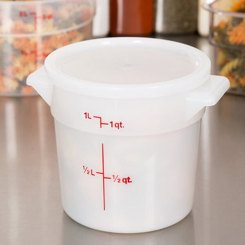 Cambro RFS1148 1 Qt. Round White Polyethylene Food Storage Container