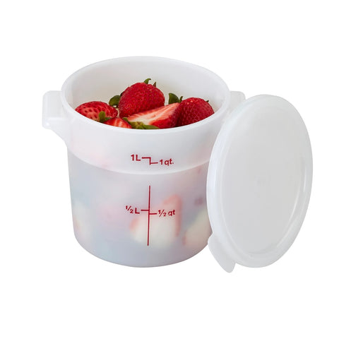 Cambro RFS12148 12 Qt. White Round Polyethylene Food Storage Container