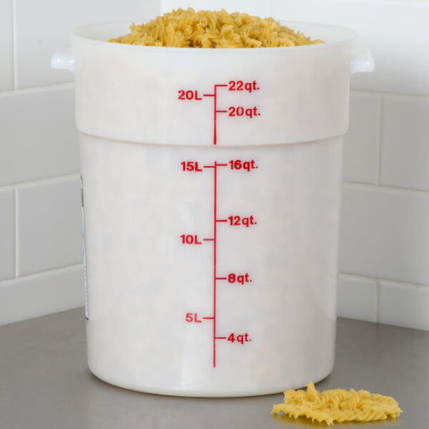 Cambro RFS22148 22 Qt. Round White Polyethylene Food Storage Container