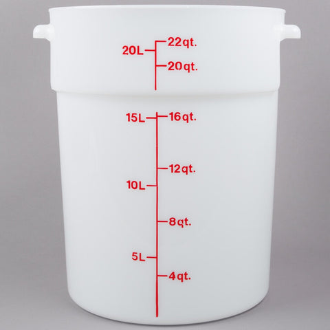Cambro RFS22148 22 Qt. Round White Polyethylene Food Storage Container