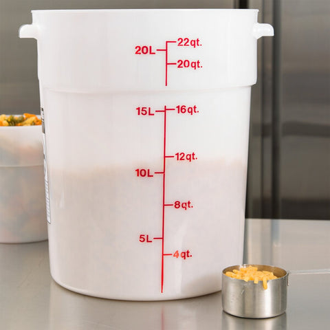 Cambro RFS22148 22 Qt. Round White Polyethylene Food Storage Container