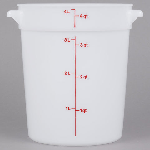 Cambro RFS4148 4 Qt. Round White Polyethylene Food Storage Container