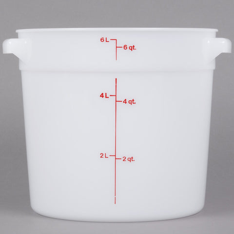 Cambro RFS6148 6 Qt. Round White Polyethylene Food Storage Container