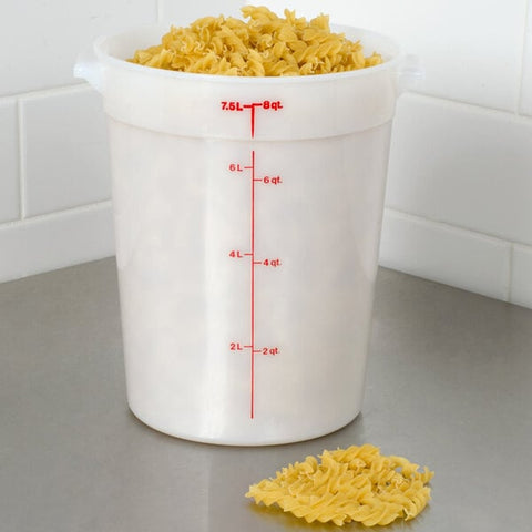 Cambro RFS8148 8 Qt. Round White Polyethylene Food Storage Container