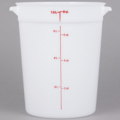 Cambro RFS8148 8 Qt. Round White Polyethylene Food Storage Container