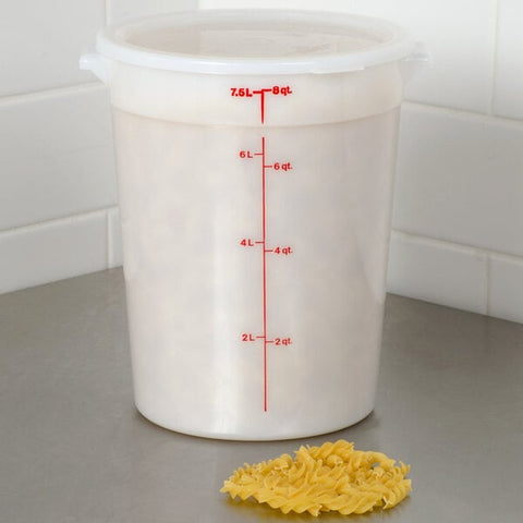 Cambro RFS8148 8 Qt. Round White Polyethylene Food Storage Container