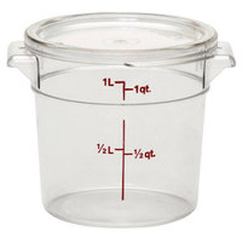 Cambro RFSCW1135 Camwear 1 Qt. Clear Round Polycarbonate Food Storage Container