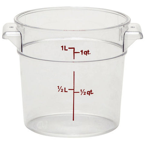 Cambro RFSCW1135 Camwear 1 Qt. Clear Round Polycarbonate Food Storage Container