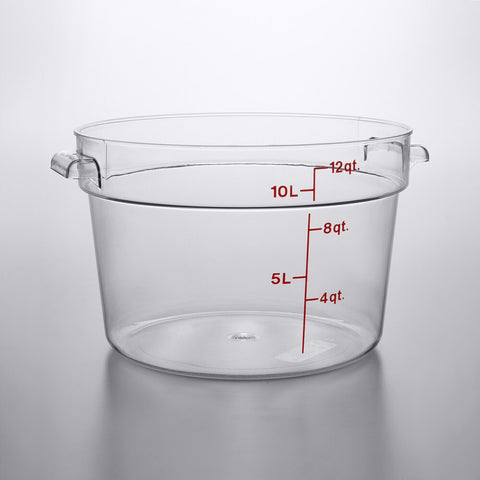 Cambro RFSCW12135 Camwear 12 Qt. Clear Round Polycarbonate Food Storage Container