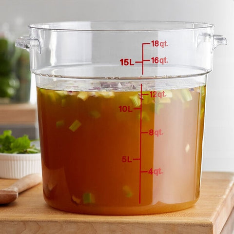 Cambro RFSCW18135 Camwear 18 Qt. Clear Round Polycarbonate Food Storage Container
