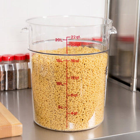 Cambro RFSCW22135 Camwear 22 Qt. Clear Round Polycarbonate Food Storage Container