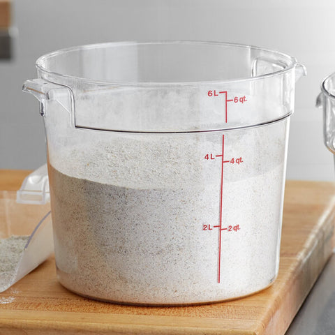 Cambro RFSCW6135 Camwear 6 Qt. Clear Round Polycarbonate Food Storage Container