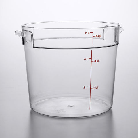 Cambro RFSCW6135 Camwear 6 Qt. Clear Round Polycarbonate Food Storage Container