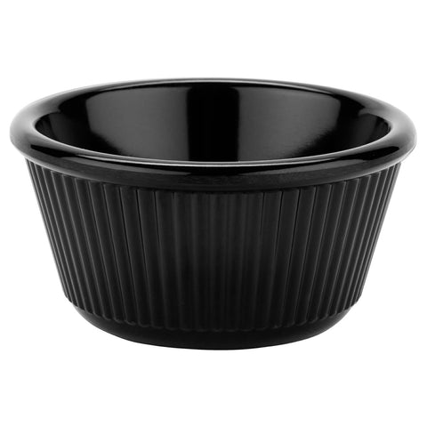 GET Enterprises RM-401-BK 4 oz. Black Fluted Melamine Ramekin, 3.25" x 1.75"