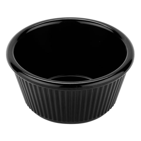 GET Enterprises RM-401-BK 4 oz. Black Fluted Melamine Ramekin, 3.25" x 1.75"