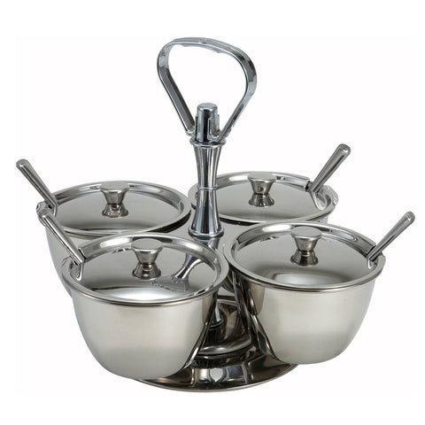 Winco RS-4 Relish Server, 4 Compartments, Stainless Steel