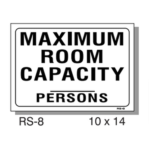 T&J Signs RS-8 Maximum Room Capacity Sign, 10 x 14