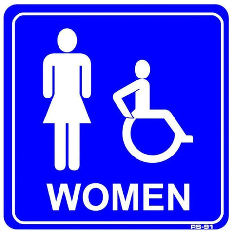 T&J SIGNS RS-91 Women with Handicapped Symbol Restroom Sign, 9x9