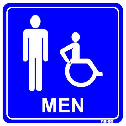 T&J SIGNS RS-92 Men with Handicapped Symbol Restroom Sign, 9x9