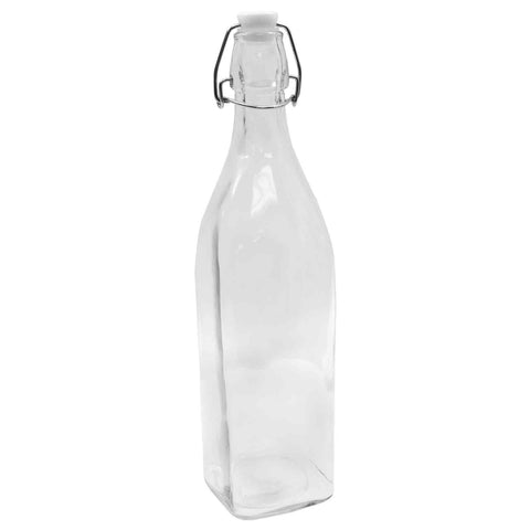 Tablecraft RSB33 34 oz Prima Collection Resealable Clear Glass Bottle