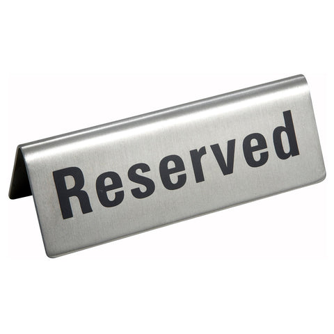 Winco RVS-4 Reserved Stainless Steel Table Tent Sign