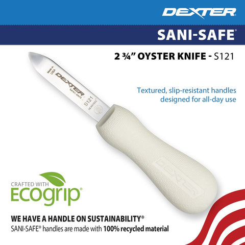 Dexter Russell S121PCP Sani-Safe 2 3/4" New Haven Oyster Knife with White Polypropylene Handle