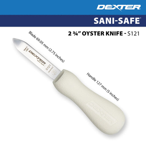 Dexter Russell S121PCP Sani-Safe 2 3/4" New Haven Oyster Knife with White Polypropylene Handle