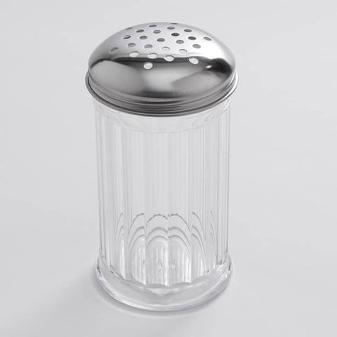 American Metalcraft SAN312 12 oz Clear SAN Plastic Fluted Cheese Shaker with Stainless Steel Lid