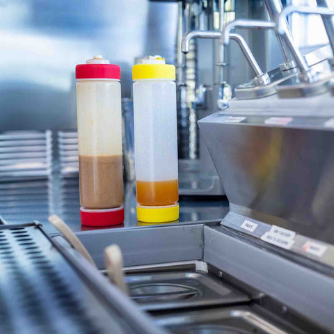 TableCraft SB53A Silicone Sauce Bands for 53mm Squeeze Bottles, Assorted 6 Colors, 12-Pack