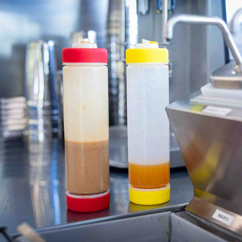 TableCraft SB53A Silicone Sauce Bands for 53mm Squeeze Bottles, Assorted 6 Colors, 12-Pack