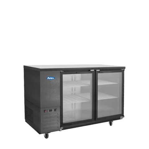 Atosa SBB48GGRAUS2 48" Black Shallow Depth Two-Section Back Bar Cooler with Glass Doors