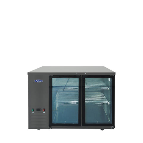 Atosa SBB48GGRAUS2 48" Black Shallow Depth Two-Section Back Bar Cooler with Glass Doors