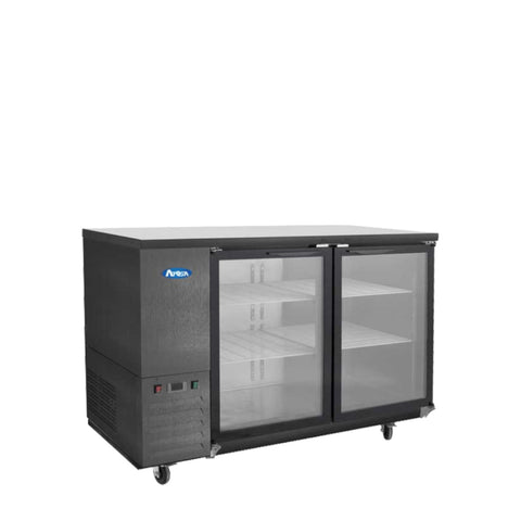 Atosa SBB48GGRAUS2 48" Black Shallow Depth Two-Section Back Bar Cooler with Glass Doors