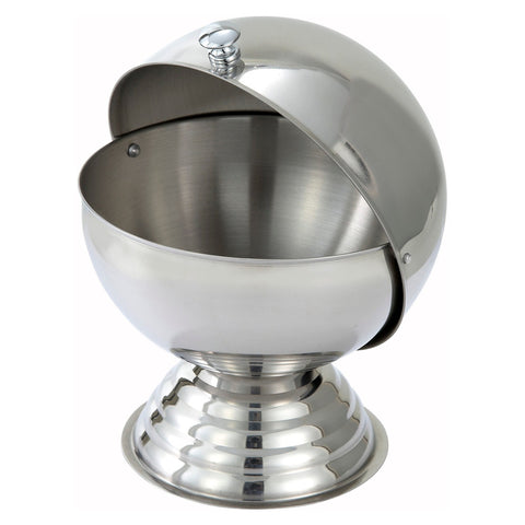 Winco SBR-30 Roll-Top Sugar Bowl, 20 oz, Stainless Steel