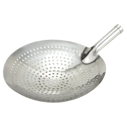 Winco SC-12 12" Extra Strength Short Handle Stainless Steel Skimmer