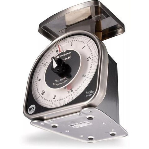 San Jamar SCMDL5 NSF MS-Series Mechanical Dial Scale, 5 lb / 80 oz, Stainless Steel