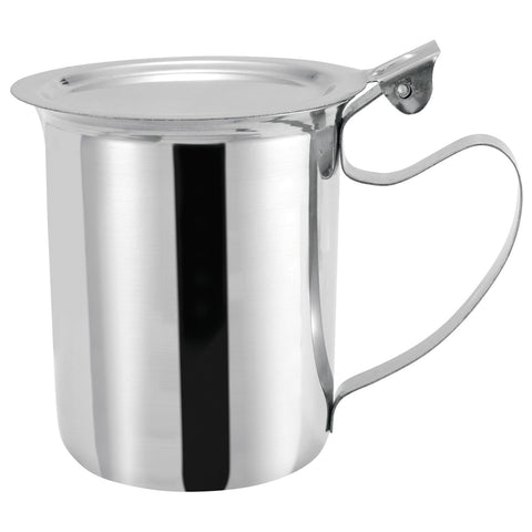 Winco SCT-10F 10 oz Stainless Steel Stackable Creamer Server with Cover and Handle