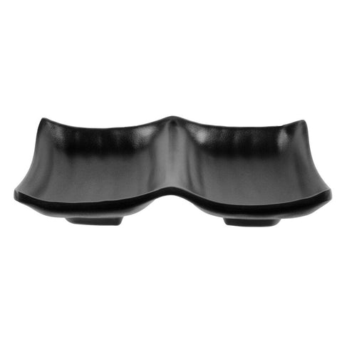 G.E.T. Enterprises SD-5525-BK Nara 2-Compartment Black Matte Melamine Sauce Dish