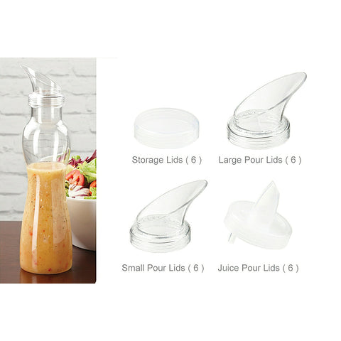 G.E.T. Enterprises SDB-32-PC-6 32 oz. Clear Polycarbonate Salad Dressing Bottle and Lid Set, 30-Piece
