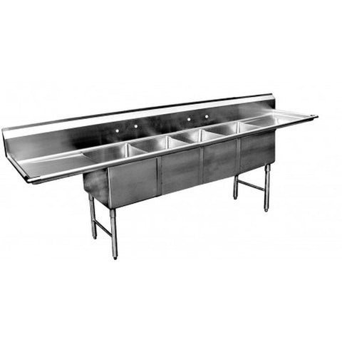 GSW USA SE16204D18 Four Compartment Sink with Two 18" Drain Boards