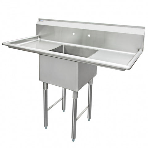 GSW USA SE18181D 1-Compartment Sink with 2 Drain Boards, 54-1/8"W x 24"D x 45"H